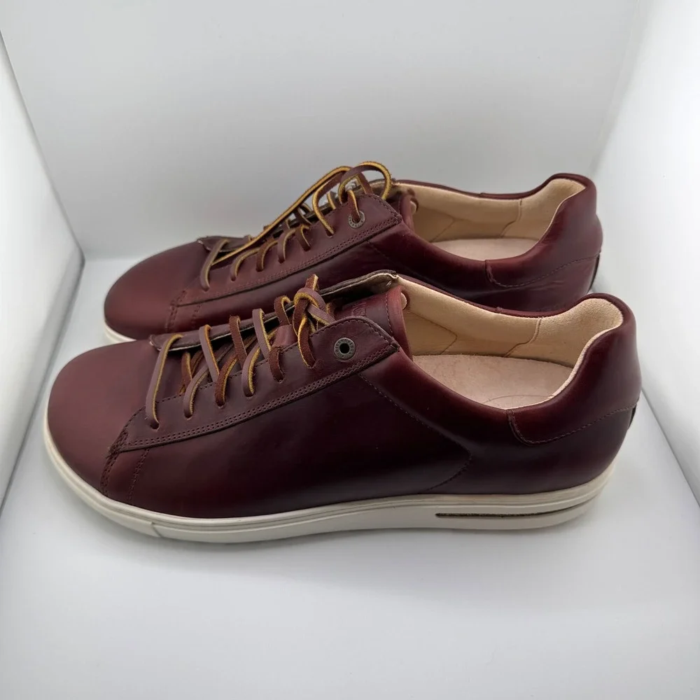 Birkenstock Bend Low Sneakers Mens 13 Maroon Leather New Scuffs Lace Up Comfort